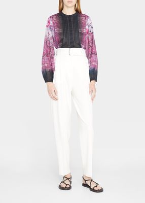 Jodie Printed Pintuck Blouse