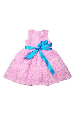 JOE-ELLA Floral Appliqué Taffeta Dress in Pink