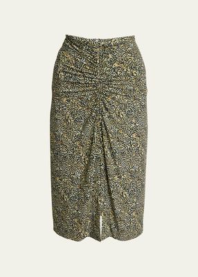 Joella Printed Ruched Midi Skirt