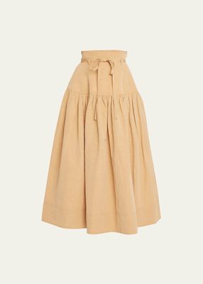Joelle High-Rise Belted Midi Skirt