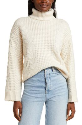Joe's The Harper Cable Stitch Recycled Polyester Blend Turtleneck Sweater in Eggnog