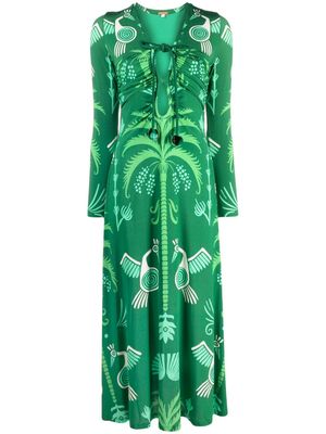 Johanna Ortiz abstract-print midi dress - Green