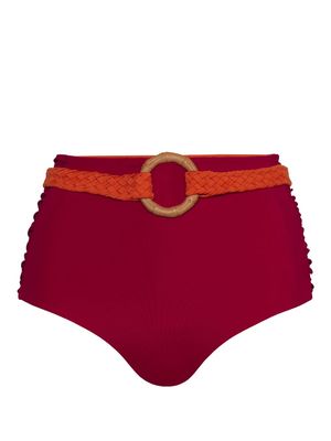 Johanna Ortiz belted-waist reversible bikini bottoms - Red