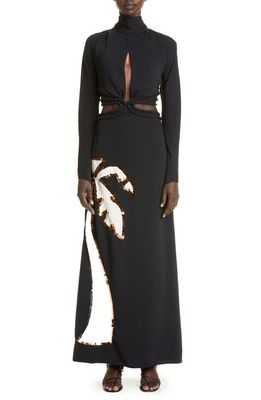 Johanna Ortiz Cielo Profundo Long Sleeve Maxi Dress in Black