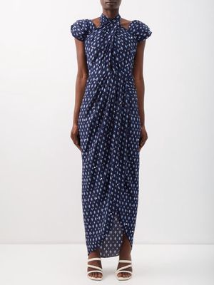 Johanna Ortiz - Date In Salento Silk Crepe De-chine Maxi Dress - Womens - Blue Multi