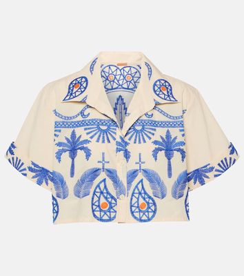 Johanna Ortiz Embroidered cropped cotton shirt