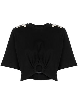 Johanna Ortiz Ensenada embroidered cropped T-shirt - Black