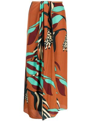 Johanna Ortiz floral-print draped silk skirt - Multicolour