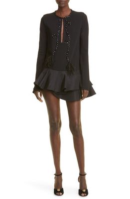Johanna Ortiz Grace & Power Long Sleeve Asymmetric Minidress in Black