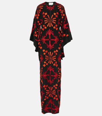 Johanna Ortiz Historias Salvajes embroidered silk maxi dress