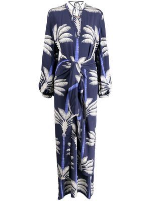 Johanna Ortiz leaf-print silk maxi dress - Blue