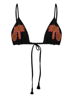 Johanna Ortiz Palm Tree triangle bikini top - Black