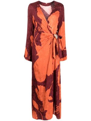 Johanna Ortiz patterned-jacquard wrap maxi dress - Red