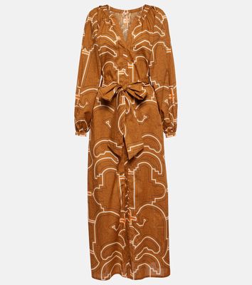 Johanna Ortiz Printed balloon-sleeve cotton maxi dress