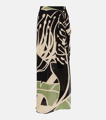 Johanna Ortiz Printed wrap detail silk georgette pants