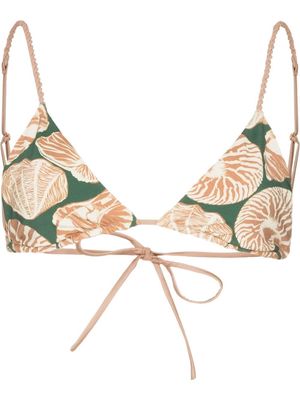 Johanna Ortiz seashell-graphic triangle bikini top - Green