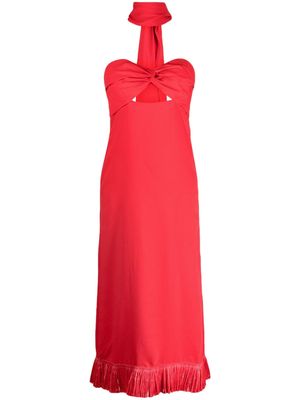 Johanna Ortiz strapless silk midi dress - Red