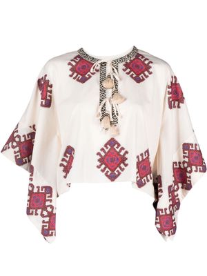 Johanna Ortiz tassel-detail jacquard blouse - Neutrals