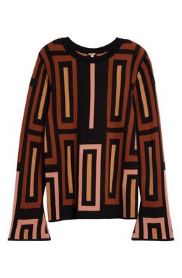 Johanna Ortiz Tropico Nevado Pima Cotton Sweater in Camel Geometric