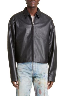 John Elliott Crop Lambskin Leather Jacket in Black