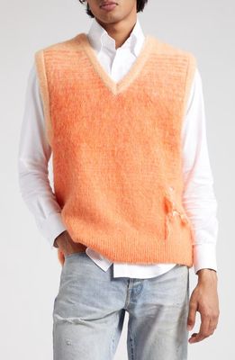 John Elliott Distressed Gradient Mohair & Wool Blend Sweater Vest in Sun Kiss