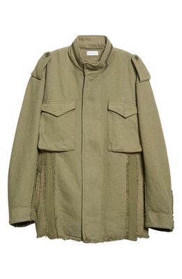 John Elliott Frame Zip Cotton Canvas M-65 Jacket in Olive
