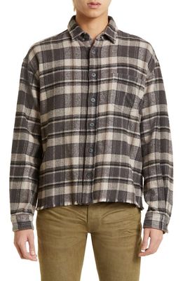 John Elliott Hemi Oversize Check Cotton Flannel Button-Up Shirt in Lagoon Check
