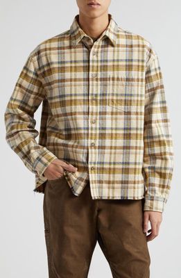 John Elliott Hemi Oversize Plaid Flannel Button-Up Shirt in Highland