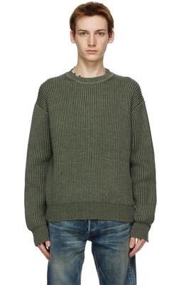 John Elliott Khaki Wool Structure Sweater