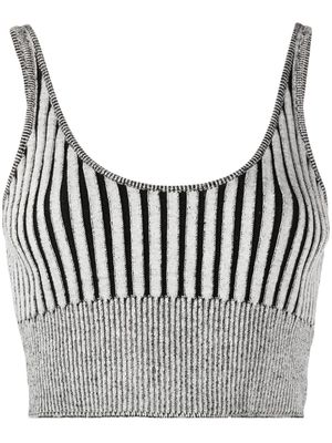 John Elliott knitted cotton-silk cropped top - Grey