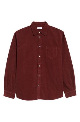 John Elliott Men's Cloak Corduroy Button-Up Shirt in Burgundy