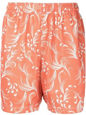 John Elliott Practice perforated graphic-print shorts - Orange