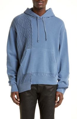 John Elliott Reconstructed Mixed Media Hoodie in Washed Blue