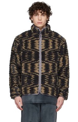 John Elliott Reversible Beige & Black Polar Fleece Jacket