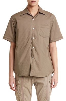 John Elliott Scout Oversize Short Sleeve Cotton Snap-Up Overshirt in Bark
