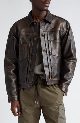 John Elliott Thumper Type II Leather Jacket in Tobacco