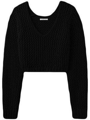 John Elliott v-neck cropped knit top - Black