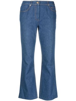 John Galliano Pre-Owned 1990s crochet-pocket cropped jeans - Blue