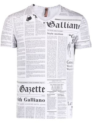John Galliano Pre-Owned 2000s Gazette print T-shirt - White
