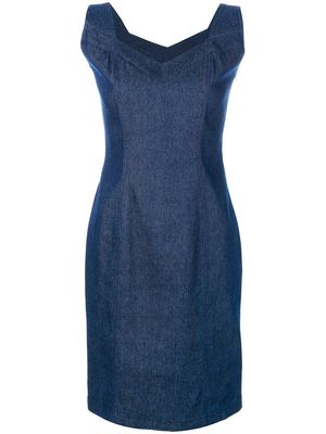 John Galliano Pre-Owned sweetheart neckline dress - Blue