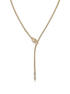 John Hardy 14kt yellow gold Naga Lariat white diamonds necklace