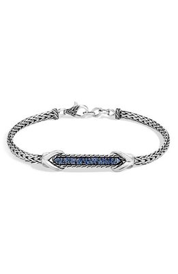 John Hardy Asli Classic Chain Pavé Station Bracelet in Silver/Blue Sapphire
