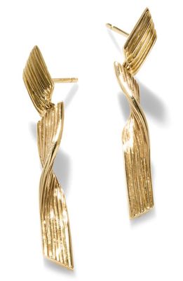 John Hardy Bamboo Striated Drop Earrings in Gold