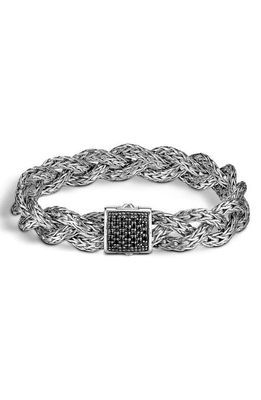 John Hardy 'Braided Chain' Semiprecious Stone Bracelet in Silver/Black Sapphire