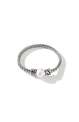 John Hardy Chain Classic Freshwater Pearl Ring in Silver/White