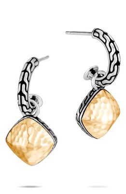 John Hardy Classic Chain Hammered Sugarloaf Two-Tone Drop Earrings in Silver/Gold