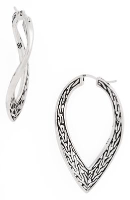 John Hardy Classic Chain Wave Hoop Earrings in Silver