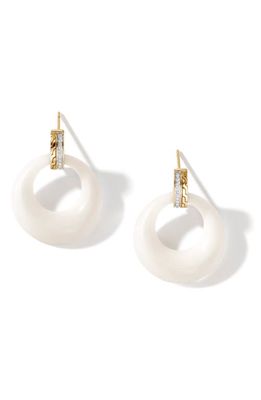 John Hardy Tagua & Diamond Frontal Hoop Earrings in White