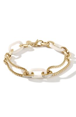 John Hardy Tagua & Diamond Link Bracelet in White/Gold