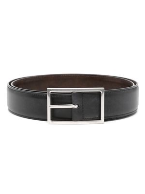 John Lobb engraved-buckle leather belt - Black